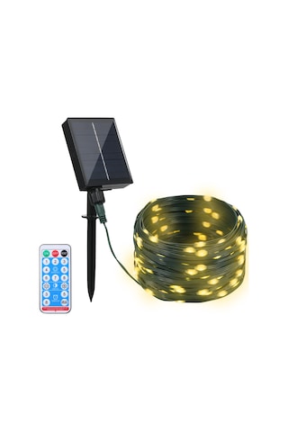 Springsun 200 Led Solar Enerji Işık Zinciri, 20 Metre, Ip67 Su Geçirmez, Uzaktan Kumanda, 4 Seviye Parlaklık, 1200mah Batarya, Islak Beyaz Diğer