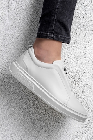 Ducavelli Ventu Erkek Hakiki Deri Sneaker, Fermuarlı Sneaker, Hakiki Deri Sneaker, Erkek Sneaker Beyaz