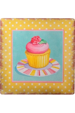 River World Duvar Panosu 40x40 Cup Cake Muffin Motifli Duvar Süsü