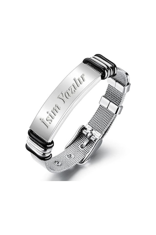 Kişiye Isimli Hasır Kemer Kordon Çelik Erkek Bileklik Scb13 Çelik