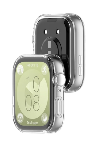 Huawei Watch Fit 3 Uyumlu Şeffaf Silikon Kasa Ve Ekran Koruyucu