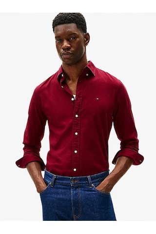 Tommy Hilfiger Flex Flannel Solıd Rf Shırt Erkek Mor Uk Gömlek - Mw0mw40469