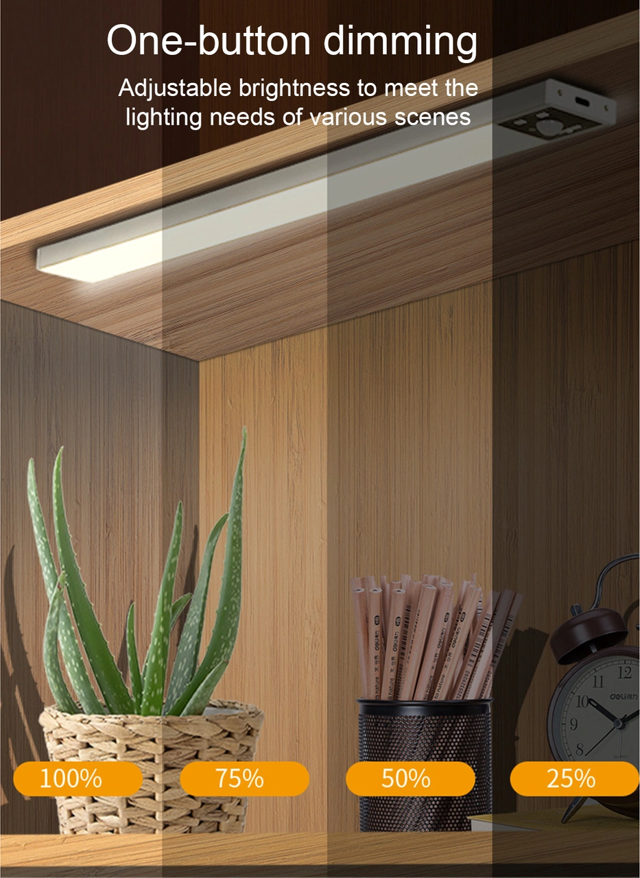 Kangvka 30cm Gümüş Alüminyum Şarjlı Led Gece Lambası - Vücut Algılama, Parlaklık Ayarlı, Manyetik/selfie Yapıştırıcı Montajlı Dolap Işıklı Gümüş