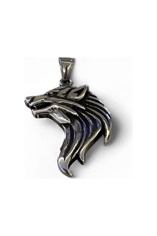 Yalnız Kurt Çelik Kolye Ucu Silver
