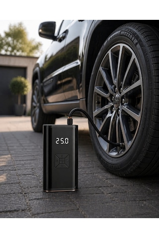 Tek Dijital Lastik Pompası Kablosuz Hava Basma Cihazı Powerbank Destekli Najmaddin