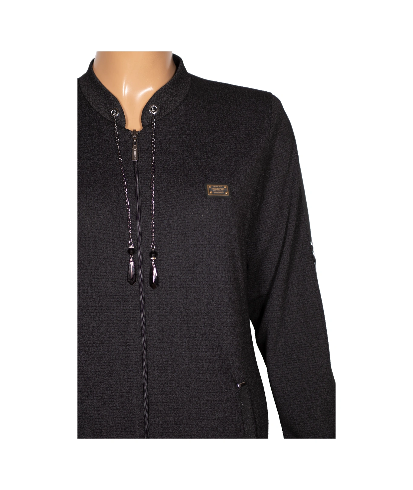 Hesna Kadın Zeren Büyük Beden Baharlık Boydan Siyah Pardesü Siyah