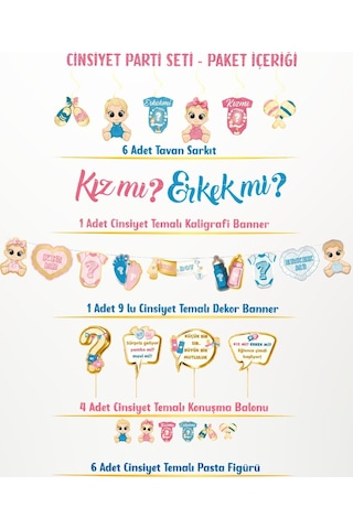 Cinsiyet Partisi Süsleri Seti Kız Mı Erkek Mi Baby Shower Gender Reveal Parti Dekorasyon Seti Pembe Mavi