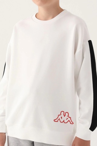 Kappa Krem Bisiklet Yaka Kol Detay Erkek Çocuk Sweatshirt Siyah