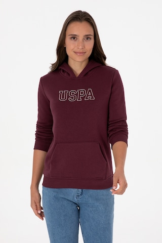U.S. Polo Assn. Kadın Bordo Şardonlu Kapüşonlu Basic Sweatshirt 50313566-VR177