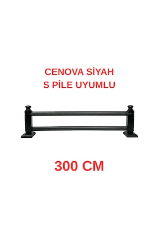 Cenova S Pile Ve Perde Düğmesi Uyumlu Çetray Çift Raylı Modern Ahşap Rustik Siyah 300 Cm Siyah