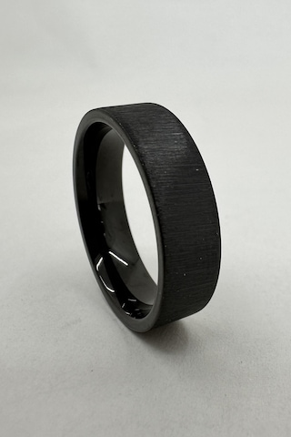 6mm Fırçalanmış Mat Düz Kadın Erkek Çelik Alyans Yüzük Cl46 Siyah
