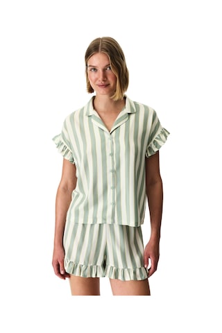 Penti Açık Yeşil Sage Çizgili Gömlek Şortlu Pijama Takımı