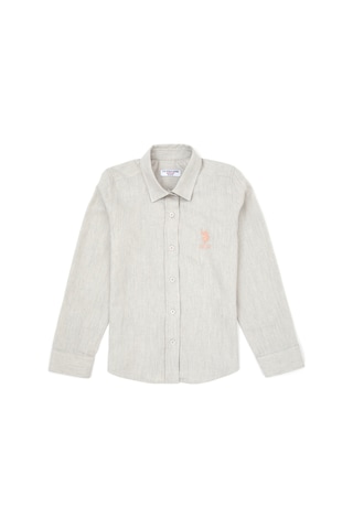 U.S. Polo Assn. Kız Çocuk Krem Melanj Uzun Kollu Basic Gömlek 50317666-XX7018