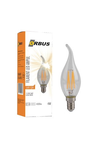 Orbus 4 W E14 400LM Dekoratif Rustik Kıvrık Mum Ampul