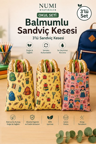 Balmumlu Sandviç Keseleri Yeniden Kullanılabilir, Doğal Kumaş, Çevre Dostu Çok Renkli