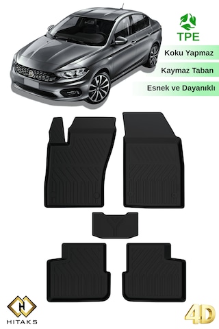 Hitaks Fiat Egea Sedan 2015 Ve Sonrası Uyumlu Paspas Araca Özel 4d Havuzlu Oto Paspas