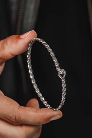 Erkek Gümüş Bileklik - El Yapımı Gümüş Zahir Erkek Bileklik Kelepçe