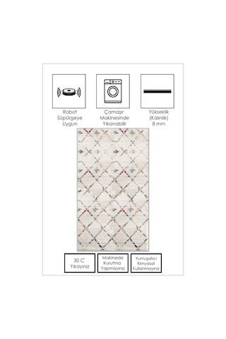 West Home Dijital Baskı Yıkanabilir Kaymaz Taban Leke Tutmaz Mutfak Halısı Salon Halısı Ve Yolluk Wh 464 White