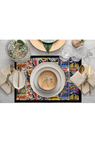 Adawall Home Justice League Kumaş Amerikan Servis 4'lü Set Çok Renkli