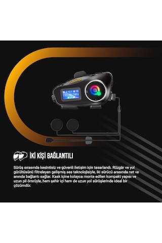 Leeways Q58 Max 500m Telsiz Mesafeli Motosiklet Kaskı İnterkom Çift Sürücü İletişimi Mp3 Fm Radyo