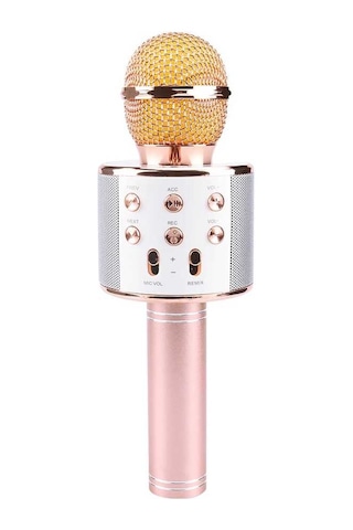 Renkli Kareko Mikrofon Ws-858 Karaoke Mikrofon Pembe