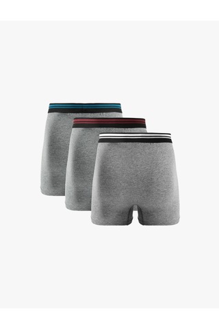 Koton Lastik Detaylı Pamuklu 3'lü Boxer Seti Antrasit Melange 6wlm90043mk Antrasit Melanj