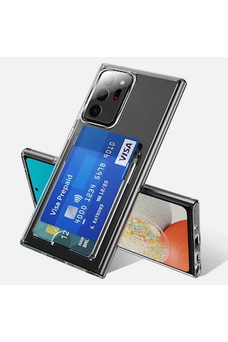 Galaxy Note 20 Ultra Kılıf Zore Ensa Kartlık Bölmeli Şeffaf Kılıf Renksiz