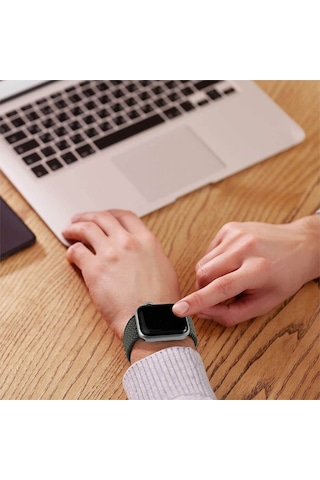 Wozlo Apple Uyumlu  Watch 1 2 3 4 5 6 7 8 Se Ultra Spor Loop Örgü Kordon Xs Beden 38/40/41mm - Gökkuşağı