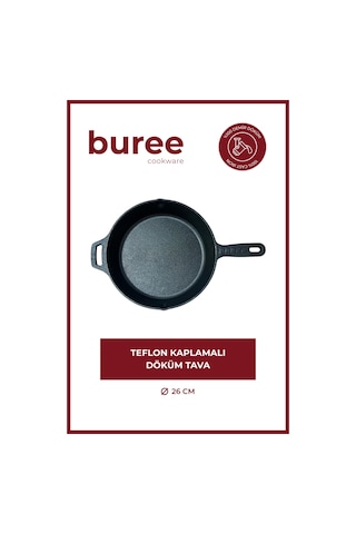 Buree Yuvarlak Teflon Kaplamalı Döküm Tava - Çap 26 Cm Siyah