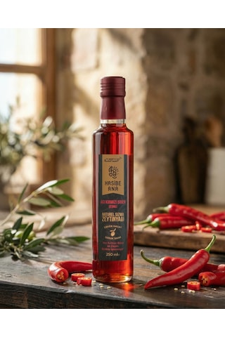 Körfez Acılısı Acı Kırmızı Biber Çeşnili Sızma Zeytinyağı - 250 Ml