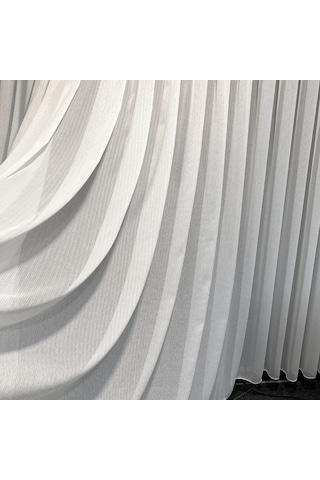 Perdefony Sıralı Mat Çelik Düz Tül Perde Dökümlü ve Gramajlı