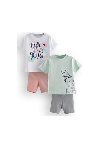 Denokids Çiçekler Kız Çocuk 2'li Pijama Takım Renklı Çok Renkli