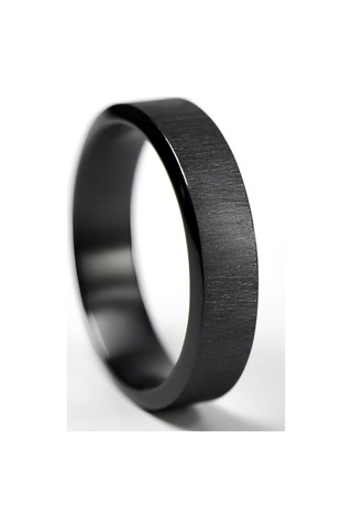 Kişiye Özel İsim Tarih Yazılı 4mm Mat Fırçalanmış Düz Unisex Çelik Yüzük Alyans Cl45y Siyah
