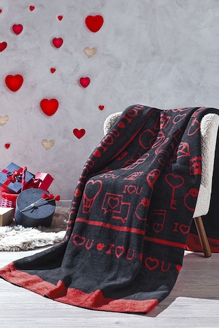 Özdilek Gleam Love Çift Kişilik Pamuklu Battaniye 180x220 476322 Kırmızı