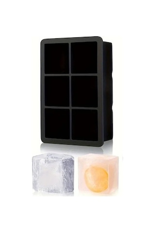 Didadodo 6 Bölme Siyah Silikon Küp Kalıp - Buz, Şeker Dıy 2'li Paket Siyah, Küçük Ve Pratik Siyah