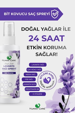 Lavanta Yağı Saç Spreyi - Bit Kovucu Saç Spreyi - Itır, Neem, Çay Ağacı