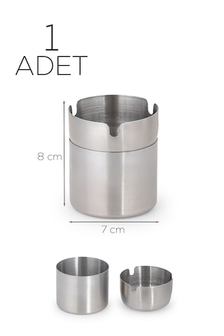 Porsima Etn-236 Large Paslanmaz Çelik Metal Kül Tablası - Kapaklı Rüzgar Geçirmez Küllük