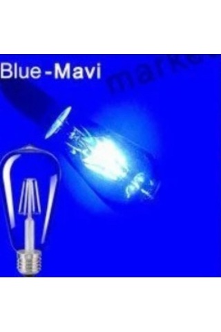 4 W Mavi Işık 4 Flamanlı Rustik E27 Duy Led Ampül Renkli 1 Adet