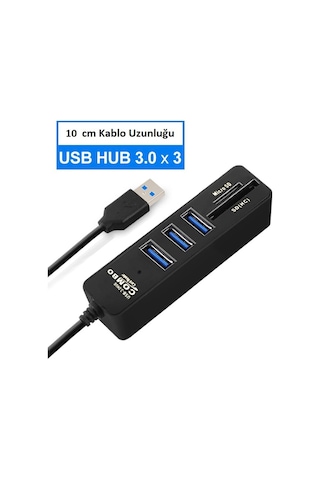 TriLine Combo 3 Port USB3.0 Hub Tf Sd Kart Okuyucu