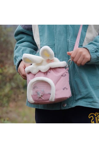 Samdoo Kuru Tavşan, Hamster İçin Yumuşak Taşıma Çantası - Elini Serbest Bırakır, Özel Alan Sağlar Mavi-yesil