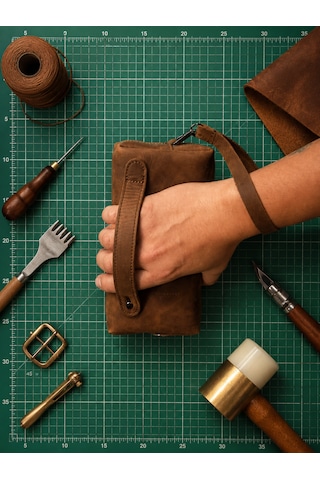 Vintage Leather Craft Hakiki Deri Erkek Çantası Acı Kahverengi