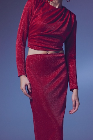 Sateen Parlak Kalem Etek - Kırmızı-135652 Kırmızı
