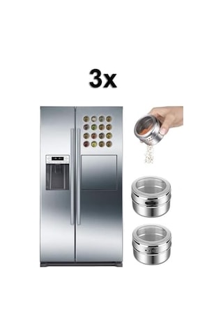 Kaliteli Çelik 3 Lü Paket Mıknatıslı Baharatlık Cin114 0
