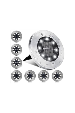 8 Ledli Solar Güneş Enerjili Beyaz Işık Su Geçirmez Bahçe Dekor Aydınlatma Lambası Bahçe Lambaları, Paslanmaz Çok Renkli