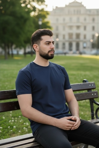 Luxıc Core Unisex Lacivert %100 Pamuk Basic Tişört Bisiklet Yaka Kısa Kol Rahat Kesim Günlük Yazlık L - Lcr-ts-lacıvert
