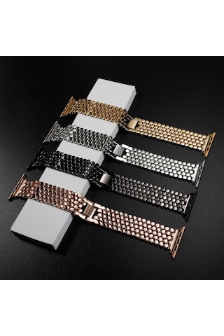 E2M Apple Uyumlu Watch 42-44mm KRD-16 Metal Siyah Kordon
