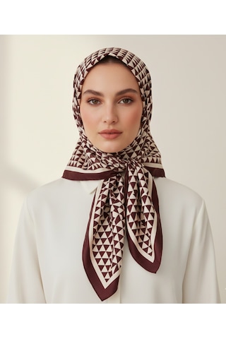 Piramit Doku Desen 90x90cm Eşarp/fular Bordo