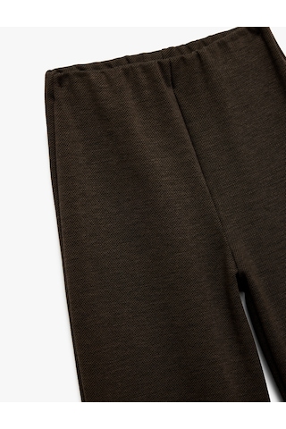 Koton Viskon Karışımlı Basic Geniş Paça Pantolon Kahverengi 6wkg40199ak Kahve