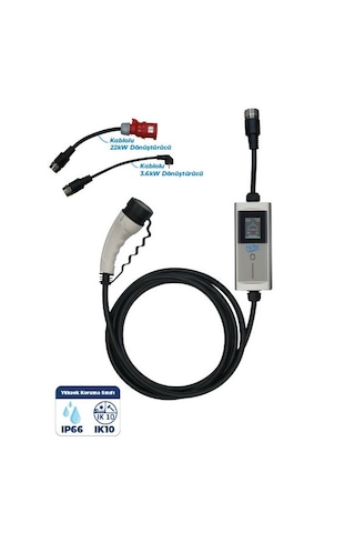 Hims Hctk-22-g 22kw Tip 2 Soketli Akıllı Konnektörlü Taşınabilir Elektrikli Araç Şarj Cihazı 22 KW