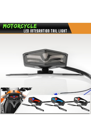 Xindoker Motosiklet Led Arka Feneri: Tümleşik Sinyal Ve Plaka Işığı, Dinamik Solunum Geçiş Işığı İle Evrensel Katlanabilir Plaka Tutucu - Mavi